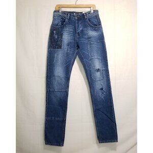 Desigual Mens Baggy jeans Denim Blue Size 28 Style 61D18B4 patchwork distressed